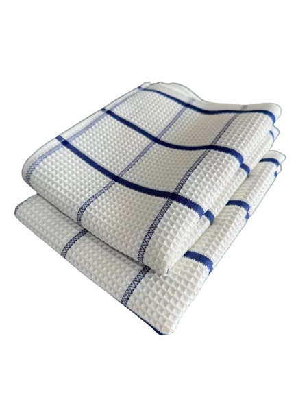 Premium Geschirrtuch mit 3D-Wabenstruktur weiß blau 42x68cm